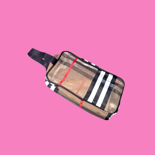 Plaid Wristlet Makeup Bag