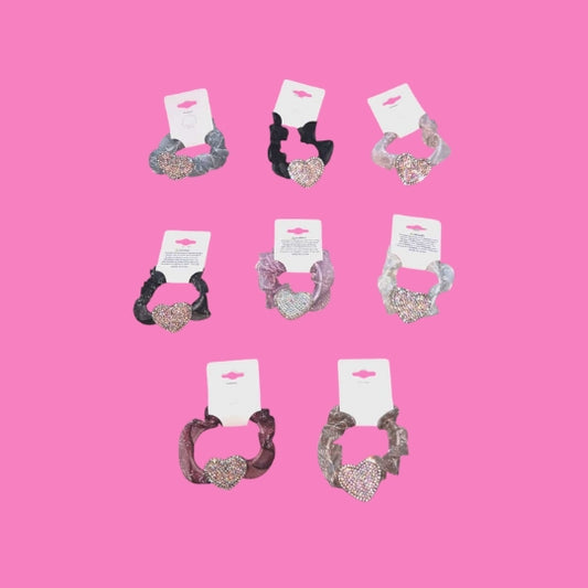 Heart Bling Hair Scrunchie