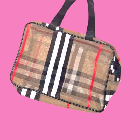 Plaid Large Makeup Bag